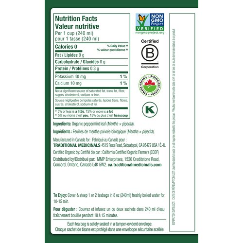 Traditional Medicinals Organic Herbal Tea Peppermint 16 Tea Bags - Image 2