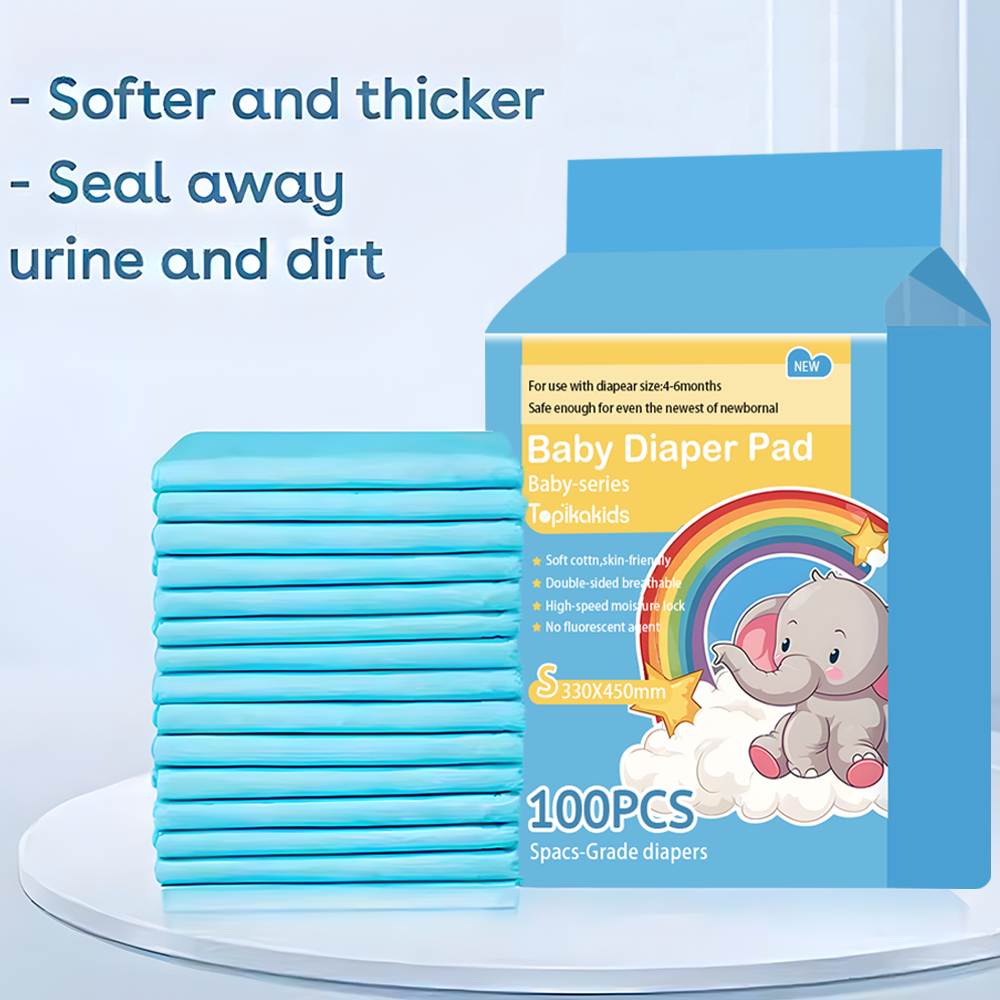Topika Disposable Baby Diaper Changing Pads for 0-12 Months, 100 Pack