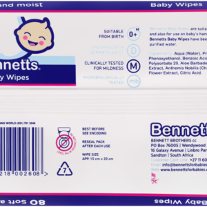 Bennetts Baby Wipes 80's (6 Pack) - Image 3